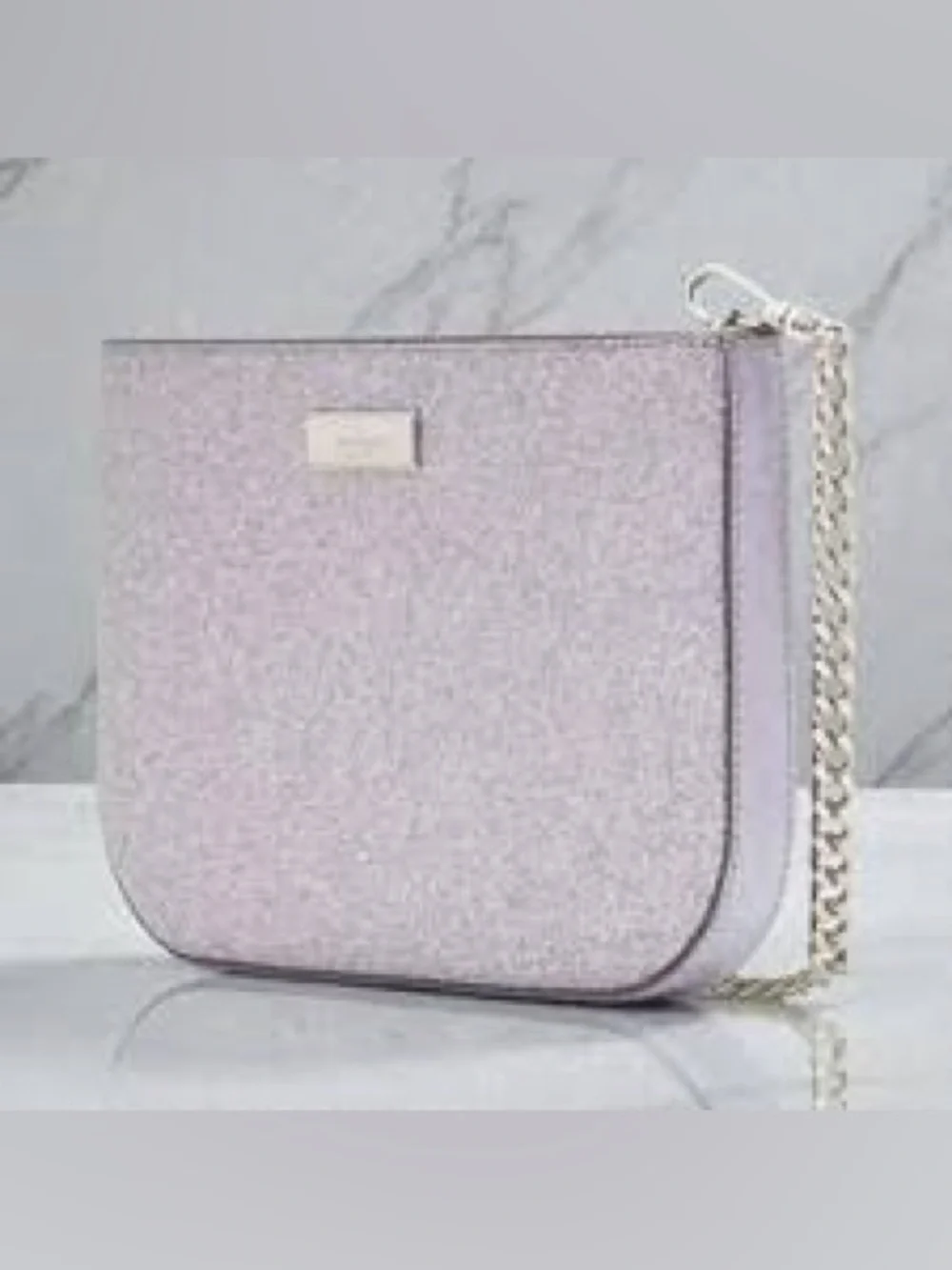 kate spade Candied Flower silver purple glitter wristlet with silver chain NWOT